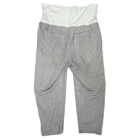Old Navy Maternity Full-Panel Striped Linen-Blend Tailored Straight Pants Large - Picture 5 of 9
